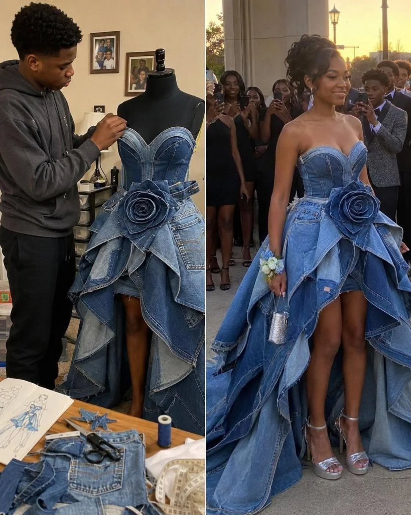 My Stepmom Laughed at the Prom Dress My Brother Sewed From Our Late Mom’s Jeans By the End of the Night, the Whole School Knew the Truth