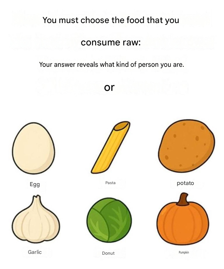 Which Raw Food Would You Choose? Your Answer Might Reveal Something Surprising About Your Personality